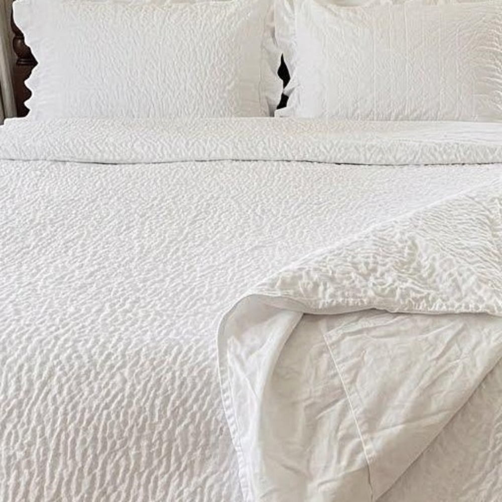 Standard Textile Cumulus Queen Top Duvet Cover Centium Core No Iron Ripple White